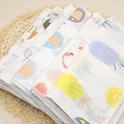 Khillayox Cotton Cloth Premium Baby Washcloth for New Born, Washable, Reusable, Absorbent, Extra Soft Face Towels/Washcloth for Babies, Pineapple Printed, Pack of 6 Pcs (Multicolour - 25x25 cm)-17