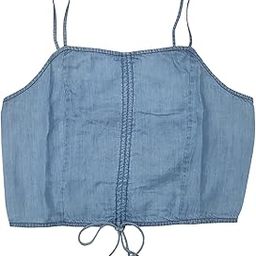 Women Tie-Up Front and Back Smocked Denim Crop Top-28