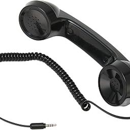 Handheld Receiver for Cell Phone, 3.5mm Retro Telephone Handset Wired Handheld Phone Receiver Mic Microphone Speaker Radiation Proof Retro Handset for Smartphone (Black)-image-36