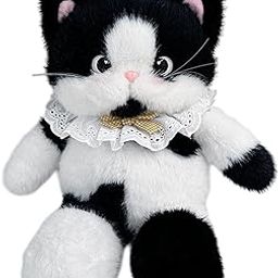 Club Bollywood® Cute Cat Stuffed Backpack Lifelike Travel Daypack for Pet Lovers Adults Kids Black White-image-48