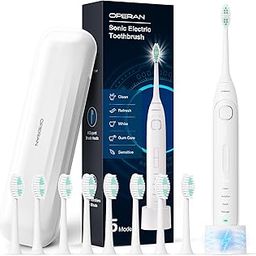 Electric Toothbrush for Adults and Kids Sonic Rechargeable Toothbrush with IPX7 Waterproof 40,000 VPM Motor with 8 Brush Heads & Travel Case White-image-48