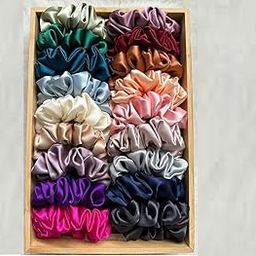 Classic Satin Silk Scrunchies for Women & Girls – set of 24 Soft Scrunchies – No Breakage – Elastic Ties – Stylish Bands for Daily Use & Gifting – Multicolor (Pack of 24)-image-11