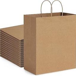 PaperYaan Paper Bags 12"x7"x14" 25pcs Large Size Brown Paper Carry Bags with Handles Bulk Wedding Party Favor Gift Covers, Kraft Grocery Shopping Bags, Retail Merchandise Bag (25)-12