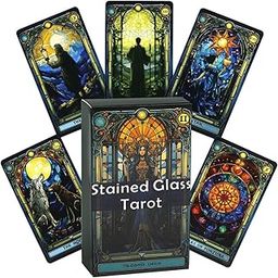 PATPAT® Stained Glass Tarot Cards, 78-Card Deck, Gothic Medieval Art Design with Illustrated Major Arcana Cards-Patterned-image-97