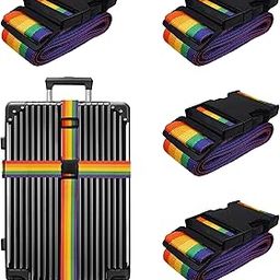 Luggage Straps for Suitcases TSA Approved Travel Belt 4 Pack by Chelmon(Colorful Strips)-image-31