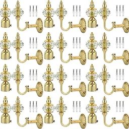 NATURAL Heavy Duty Aluminum Royal Luxury Design Curtain Bracket/Finial and Curtain Support with Screw/Wallplug for Window & Door Curtain Fittings Suitable Upto 1 Inch Pipe. (12 Set, Gold)-image-60