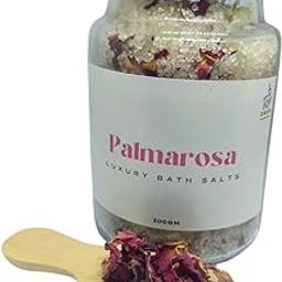 DEER Palmarose Essential Oil Bath Salt 200 Gm| Glass Jar With Cork Lid |Bath Soak with Essential Oils & Natural Herbs-image-81