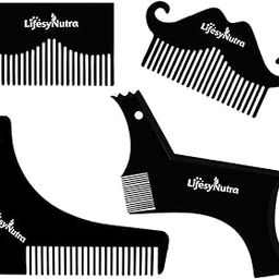 Lifesy Nutra Beard Shaper Tool shaping scale template tool set kit With Ultra-Slim Pocket Comb For Men, Home And Salon Use, Men Beard Accessories Set for neck line guide Shaving trimming Comb-2
