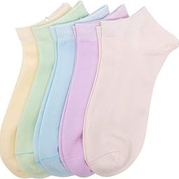 Women Ankle Socks Low Cut Thin Sock Lightweight Pastal Color Soft Sock 5 Pairs-image-75