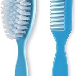 Vega Baby & Mom Comb & Brush Set - Blue | Crafted for Delicate Baby Scalp| Detangle Baby Hair Easily | Ultra Soft Nylon Bristle| Rount tippped Tooth |Scalp Massage and Stimulation, (VBGA3-05)-picture-1