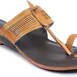 Women's Kolhapuri Chappal Stylish Handcrafted Brown Base and Vintage Yellow Upper Design Fine Leather Braids Slippers Smooth and Comfortable Anti Slip Design Durable Sandals Indian Footwear-image-23