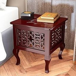 DDS Dream Decor Shoppee Table for Living Room,Bedroom Furniture Square Top Side End Accent Table (Black) (Walnut)-image-29