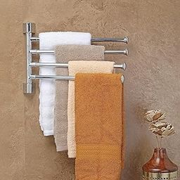 Stainless Steel 4-Arm Bathroom Swing Hanger Towel Bar/Wall Mounted Swivel Towel Bar Holder for Bathroom/Towel Stand/Towel Hanger 12" inch Long/Bathroom Accessories, Pack of 6-image-34
