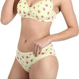 Full Coverage Non Padded Push Up Printed Lingerie Set Daily Use Bra Panty Set for Women and Girls Multiple Colors-34