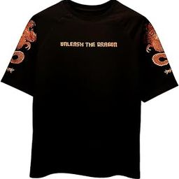 Unisex Oversized Black T-Shirt with Dragon Embroidery | “Unleash The Dragon” Graphic | Stylish Streetwear | Cotton Casual Tee for Men & Women-image-51