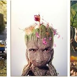 Cutest Guardian – Groot UV textured MDF board | Set of 3 | 12 * 18 inch | for living room and office room decor with double side gumming tape on backside-1