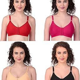 Cotton Front Open Bra for Women Daily Use | Full Coverage Regular Wear Comfortable Convenient with Back Support Suitable for Daily Use, Feeding Bra(Pack of 4) (Multicolor)-5