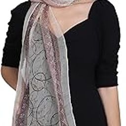 Pure Silk White Floral Scarf Stole Dupatta-38