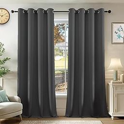 HOMEMONDE Door 7 Feet Curtains Set of 2, Stainless Steel Eyelets, Heavy Blackouts, (Ash Mist, 7FT - Door)-image-2