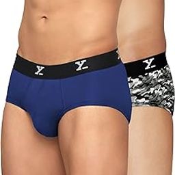 Men's Ace & Shuffle Micromodal Regular Fit Solid & Printed Antimicrobial Briefs with No Marks Waistband (Pack of 2)-image-18