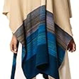 Women The Serape Mohair Fringe Cape (Beige/Blue_Free Size)-image-30