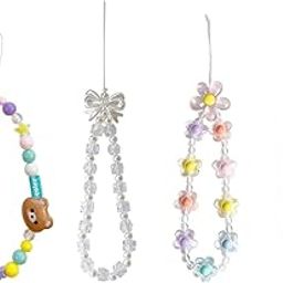 Cybersnc 4Pcs Phone Charms Cute Beaded Phone Lanyard Wrist Strap Aesthetic CellPhone Cute Phone Charms for Women Girls-image-126