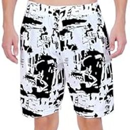hotfits Men's Casual Cotton All Season Soft Feel Fabric Printed Regular Shorts,Workout Shorts, Elastic Waist Running Shorts with 2 Side Pockets-image-31