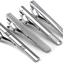 Silver Plated Stylish Tie Pin Formal Business Corporate Gift for Men (Pack of 4)-43