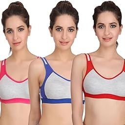 Cotton Sports Bra for Women/Girls Stretchable Non-Padded and Non-Wired Full Coverage Bra for Gym,Yoga,Running,Daily Workout, (Pack of 3)-picture-51