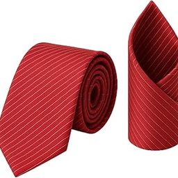 Random Stripe Men Classic Business & wedding Necktie Pocket Square Set Microfiber Fabric (1 Tie 1 Hankey 1 Gifted paper box)-image-95