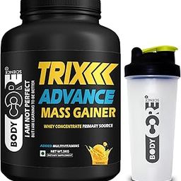 Body Core Science Trix Advance Mass Gainer-3 Kg | Weight Gainer | Mass Gainer (Mango, PO1 + With Shaker)-image-1
