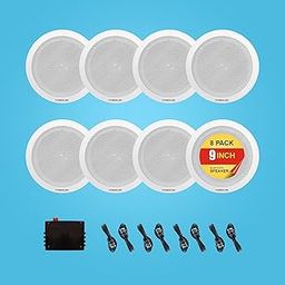 Powerlink 9 Inch 240Watt (30W Each) with Bluetooth 5.3, Crystal-Clear Sound in Ceiling Speakers Wall Mount Speakers Built-in Amplifier for Home, Office, Gym, Home Theater (Pack of 8)-20