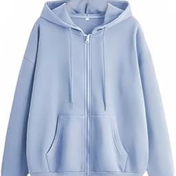 Women's Solid Zipper Cotton Blend Regular Fit Hoodie (Dark Sky Blue, Medium)-picture-9