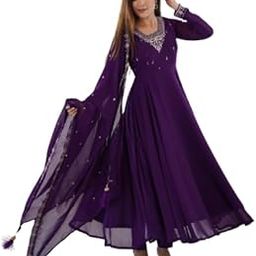 Design a new faux georgette with beautiful embroidery work with fancy neck black ethnic anakali set-image-5
