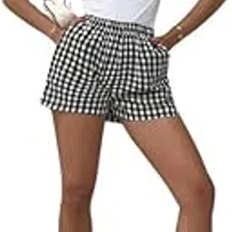 yashidun Women's Plaid A Line Sports Shorts Loose Summer Outerwear-picture-17
