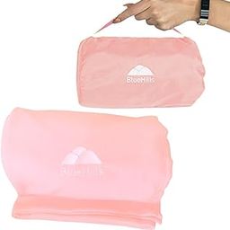 BlueHills Ultra Compact Travel Blanket Pillow in Portable Bag Case Soft with Strap Backpack Clip Premium Cozy Soft Compact Pack Large Blanket for Airplane Flight Layover - (Pink C006, 70 x 56 inch)-image-63
