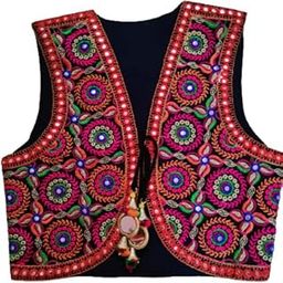 Outerwear Womens Multicolor Cotton Handmade Traditional Rajasthani Design front Embroidered Kutchi Work Jacket/Koti-image-10
