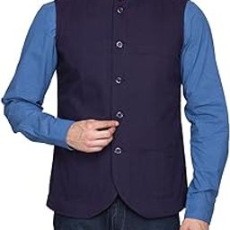 Blue Color Twill Waistcoat for Men-picture-37