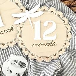 Haoser 3D Monthly Milestone Discs for Baby Photos – Wooden Dragonfly Engraved Milestone Markers, Monthly Baby Bow Milestone Cards, Baby Photo Prop, Keepsake Gift for Newborns (4.5 x 4.5 Inch)-image-31