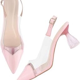 Womens Alluring Ravishing Transparent Chunky Heel Bellies Fashion Pointed Block Heel Pumps Party and Formal Occasions-0