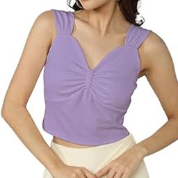 Women's Premium Valentino Made Stylish Bow Pleated Crop Top | Sweetheart Neck & Strappy Singlets | Going Out Summer Tank A-Shirt-image-90
