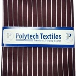 Polytech Textiles Premium Shirting Fabric, Satin Maroon Color Stripes, Unstitched-4