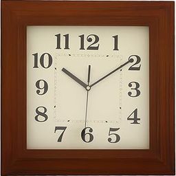 CHRONIKLE Beautiful Square Wooden Case English Numbers Analog Wall Clock for Living Room Home Decorations Office Gifts (Size: 33.2 x 4.5 x 33.2 CM | Weight: 1340 Gram | Color: Brown)-0