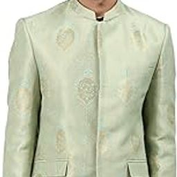 Men Off-White Self-Design Slim Fit Bandhgala Blazer-picture-19