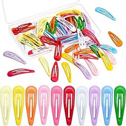 Hair Clips for Girls & Women, 40 Pieces, 5cm Snap Barrettes, Multicolour with Storage Box-image-28