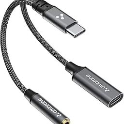 AMBRANE 2 in 1 Type C to 3.5mm AUX/Lightning to AUX, Audio Jack Connector with DAC Headphone Converter, Works with iPhone 15+ Series Galaxy S23/S22/S21 & Other Type C Phones & Laptops (AOTG-CX2)-20