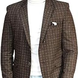 MANDWARL SONS Men's Checkered Blazer | Pattern | Single Breasted with Pocket Square-image-6