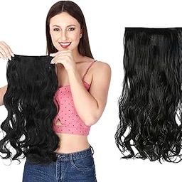 ZALYA Synthetic Fibre 5 Clip-in Hair Extension, 22 inch Length, Curly/Wavy Style for Women and Girs to Enhance their beauty (Black)-image-77