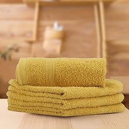 LUSH & BEYOND Mustard Cotton 500 GSM 4-Piece Solid Face Towel Set-39