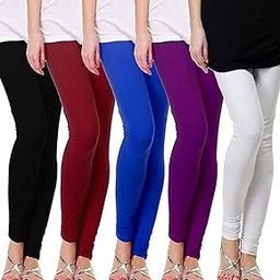 Women's Full Length Leggings | Ultra-Soft, Stretchable and Comfortable | Casual Slim Fit Full Length Leggings for Women and Girls | Combo Pack of 5-image-110